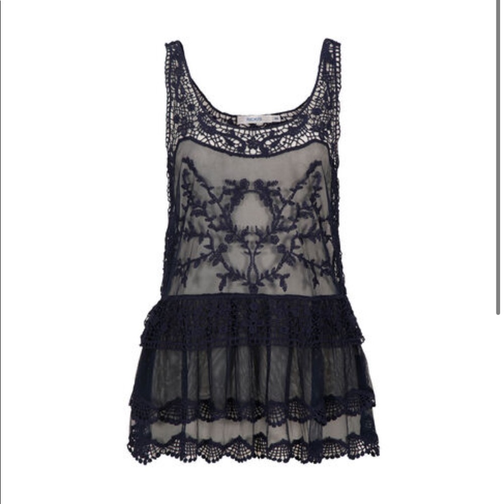 Rickis embroidered sheer mesh tank